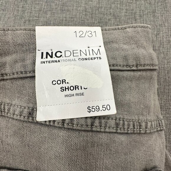 NEW! INC International Concepts Shorts High Rise Frayed Hem Denim Gray 12 Cotton - Picture 15 of 16